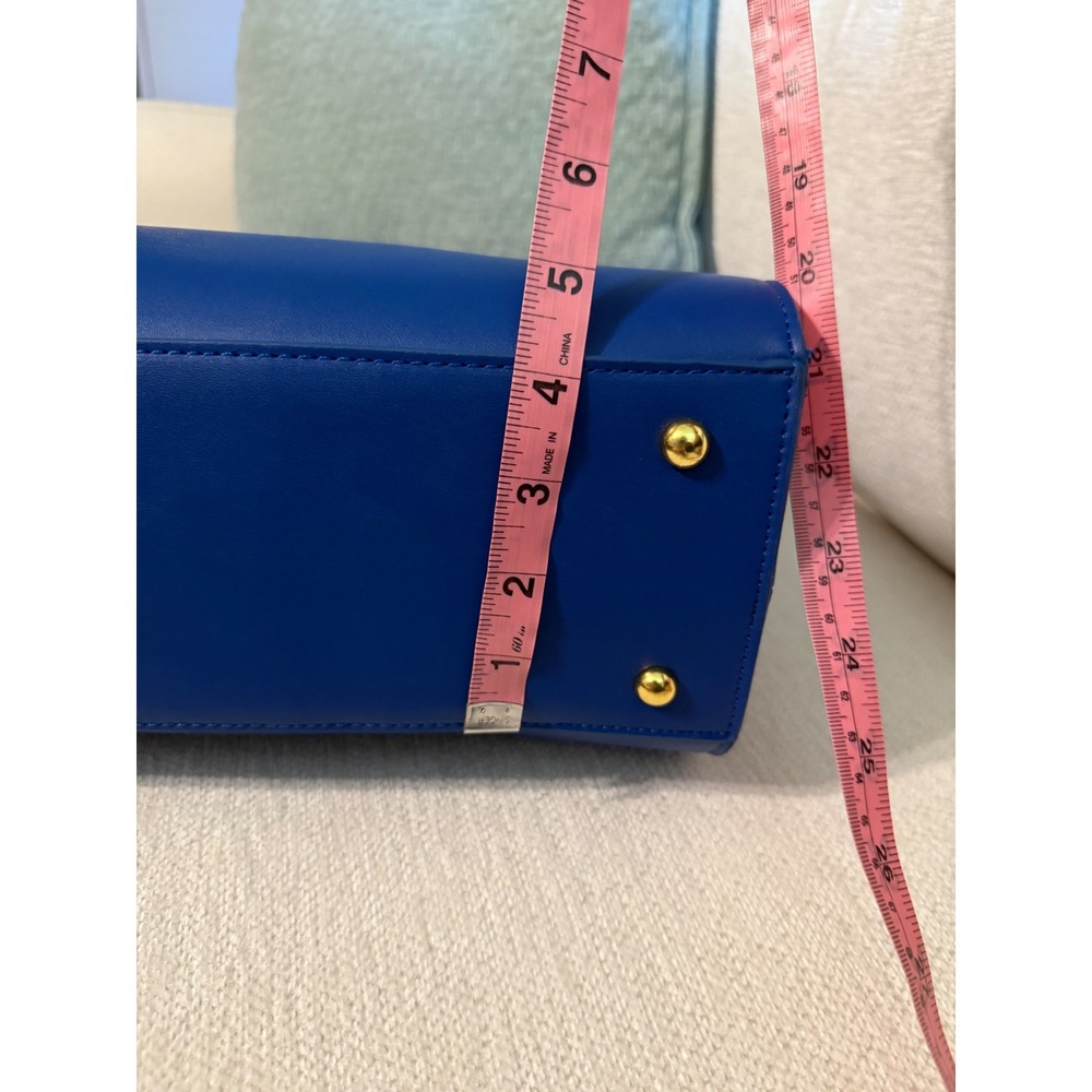 Adrienne Vittadini Tote Blue Black Gold Hardware New Business Travel Bag - Picture 13 of 13
